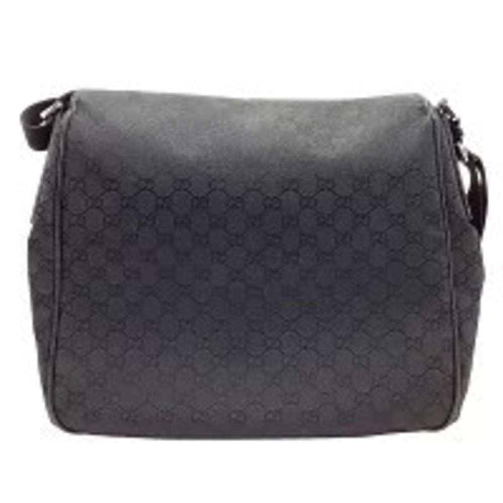 Gucci Shoulder Bag Messenger Canvas Leather Black GG